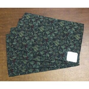 Vintage Park B Smith Holly Leaves Holiday Tapestry Placemats Red Green White New